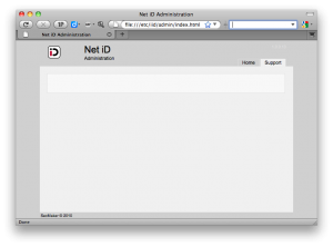 En tom sida som visar Net iD logotyp och fliken support.